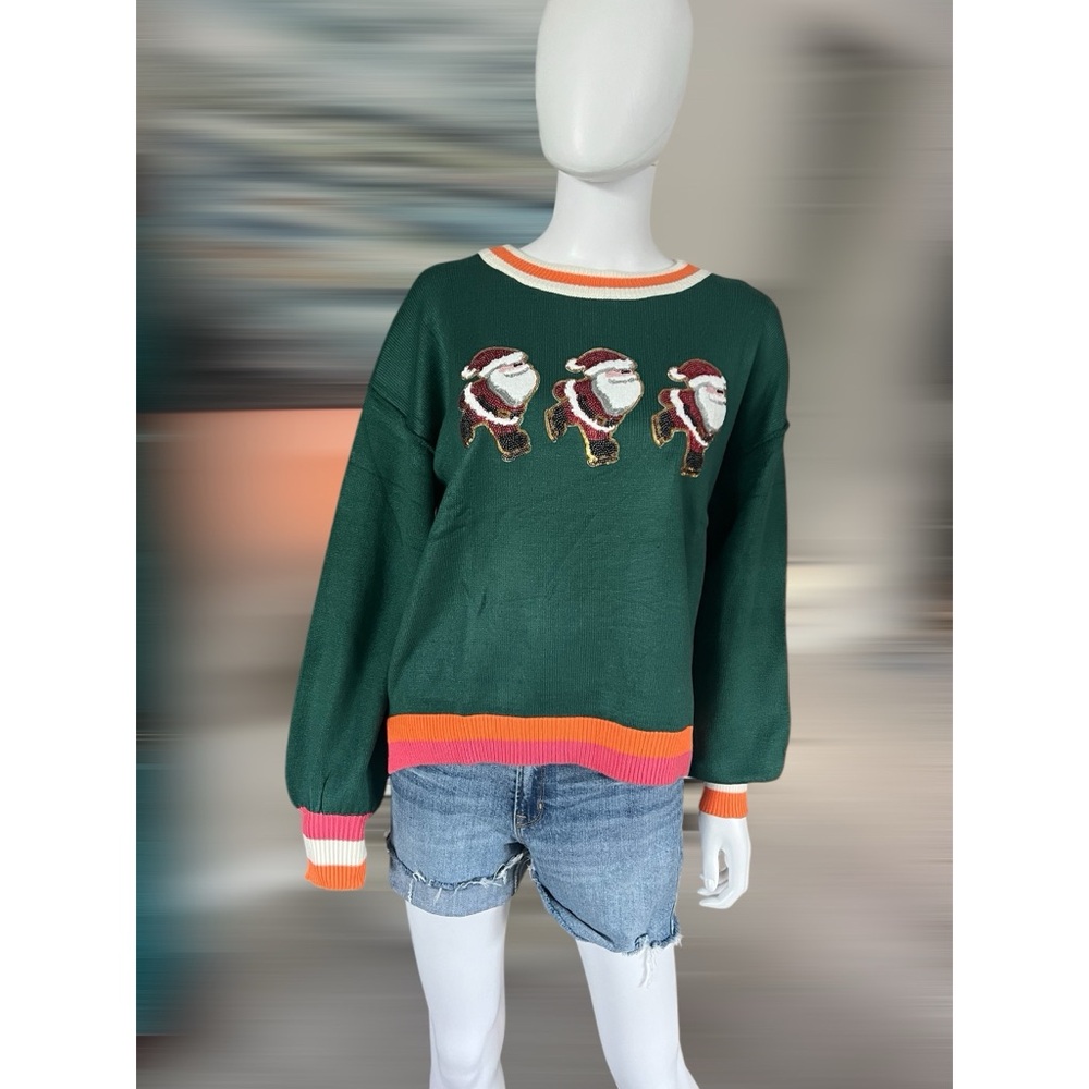 Santa crewneck high low sweater S M L XL - Picture 9 of 12